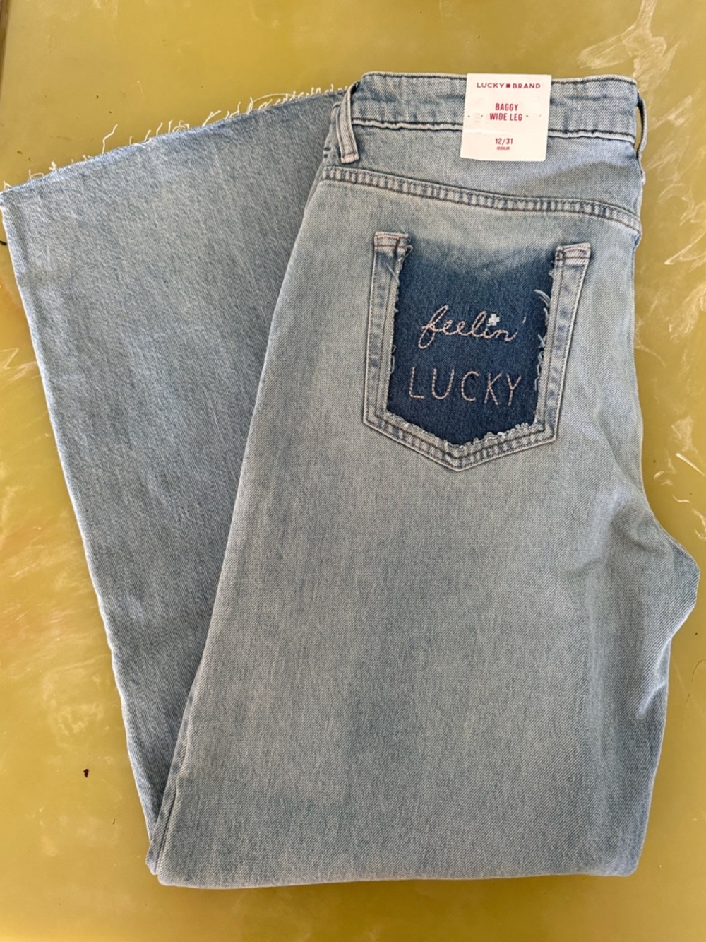 Lucky Brand “Feelin’ lucky” Light Blue Denim Wide Leg Jeans with Tag